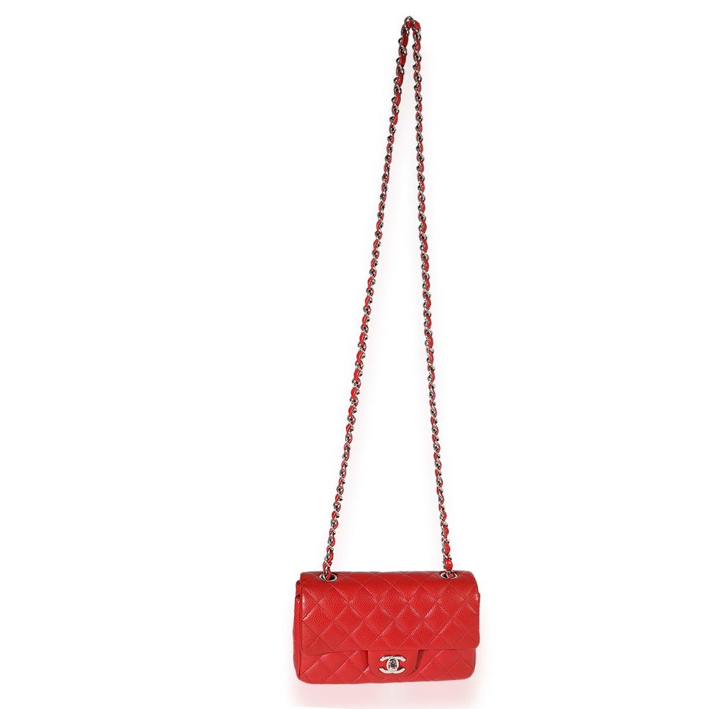 Chanel Red Quilted Caviar Mini Rectangular Classic Flap - Picture 3 of 8